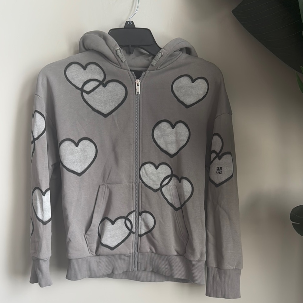 Givenchy Gray Heart Pattern Kids Jacket
